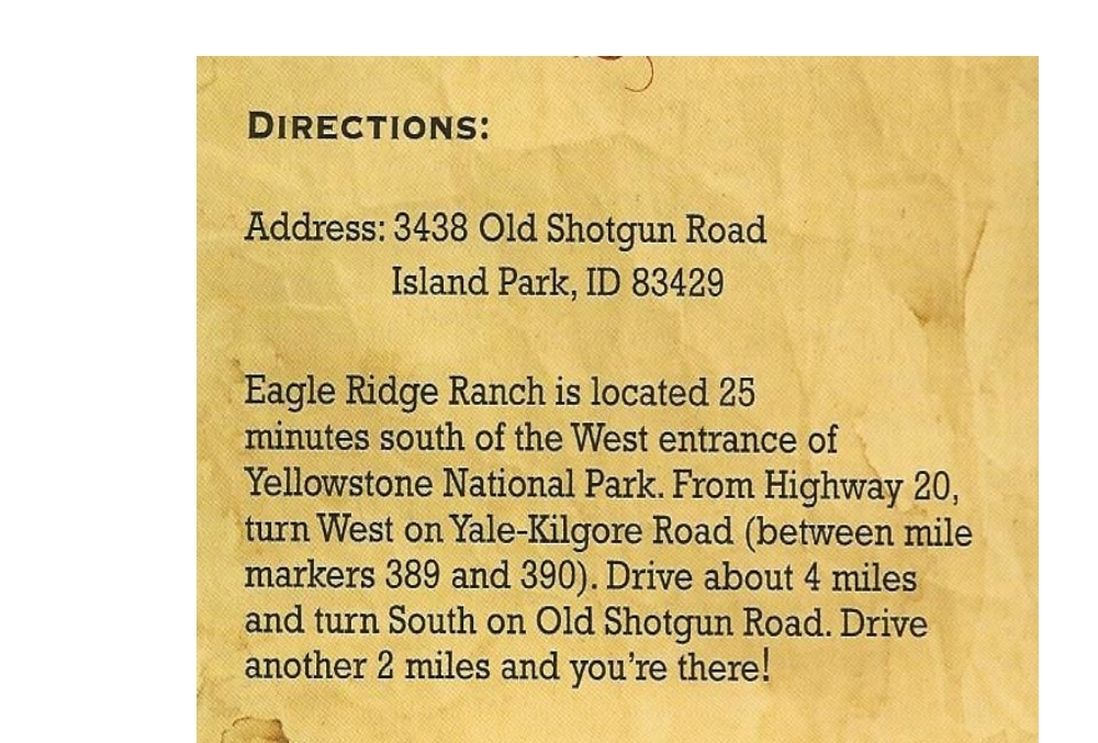Directions to Eagle Ridge Ranch